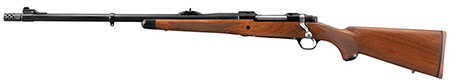 [736676471218] Ruger 47121 Hawkeye African Full Size 375 Ruger 3+1 23" Satin Blued Threaded Barrel, Satin Blued Steel Receiver w/Integral Scope Mount, American Walnut Fixed Stock, Left Hand