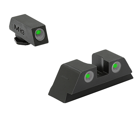 [840103135342] Meprolight USA 102243101 Tru-Dot Sight Set Green Tritium Front  &  Rear, Compatible w/Glock 17/19/22/23/24/25/28/31/32/33/34/35/37/38/39