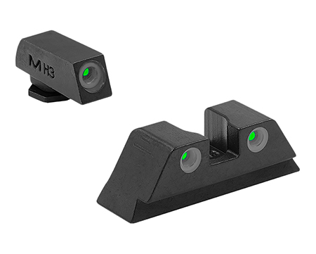 [840103135274] Meprolight USA 102223101 Tru-Dot Sight Set Green Tritium Front  &  Rear, Compatible w/Glock Frame 17/19/22/23/24/25/28/31/32/33/34/35/37/38/39