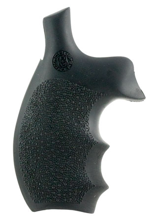 [743108620007] Hogue 62000 Rubber Bantam  Black Rubber Pistol Grip with Finger Grooves for S&W K, L Frame with Round Butt