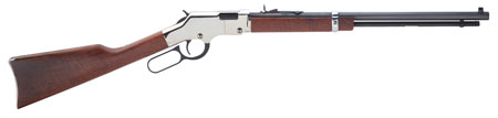 [619835016164] Henry H004S Golden Boy Silver 22 Short, 22 Long or 22 LR Caliber with 16 LR/21 Short Capacity, 20" Blued Barrel, Nickel-Plated Metal Finish  &  American Walnut Stock Right Hand (Full Size)