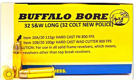 [651815010014] Buffalo Bore Ammunition 10A20 Personal Defense Strictly Business 32S&W Long 115gr Hard Cast Flat Nose 20 Per Box/12 Case