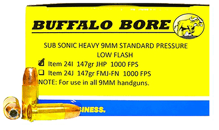 [651815024097] Buffalo Bore Ammunition 24I20 Subsonic Strictly Business 9mmLuger Subsonic 147gr Jacketed Hollow Point 20 Per Box/12 Case