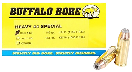 [651815004433] Buffalo Bore Ammunition 14A20 Heavy Strictly Business 44S&W Spl 180gr Jacket Hollow Point 20 Per Box/12 Case