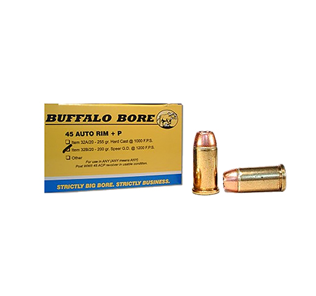 [651815032023] Buffalo Bore Ammunition 32B20 Personal Defense Strictly Business 45Auto Rim +P 200gr Jacket Hollow Point 20 Per Box/12 Case