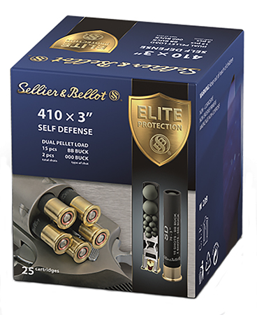 [754908544714] Sellier  &  Bellot SB410SDB Self Defense  410Gauge 3" 15Pellets 11/16oz 000Buck Shot 25 Box/20 Case