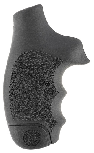 [743108600009] Hogue 60000 OverMolded Monogrip Cobblestone Black Rubber with Finger Grooves for S&W J Frame with Round Butt