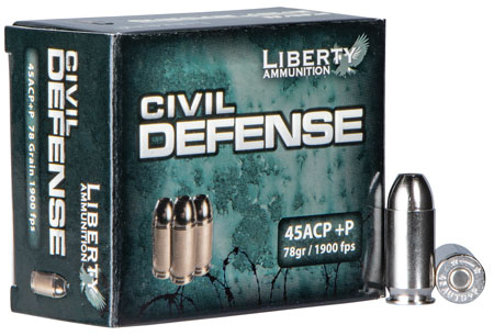 [696859105609] Liberty Ammunition LACD45013 Civil Defense  45ACP+P 78gr Lead Free Fragmenting Hollow Point 20 Per Box/50 Case