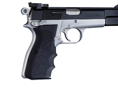 [743108090008] Hogue 09000 Rubber Grip  Black with Finger Grooves for Browning Hi-Power