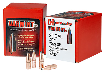 [090255222456] Hornady 2245 Traditional Varmint 22 Cal .224 50 gr Spire Point 100 Per Box/ 40 Case