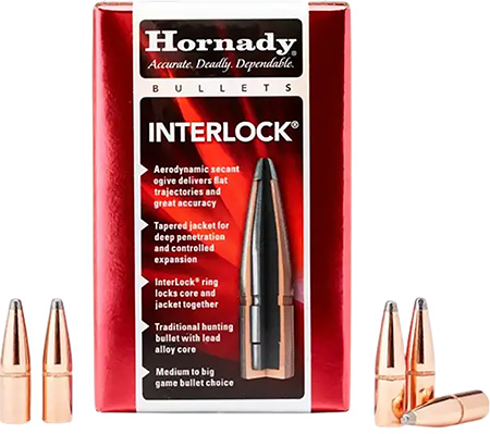 [090255230338] Hornady 3033 InterLock  30 Cal .308 150 gr Boat Tail Soft Point 100 Per Box/ 15 Case