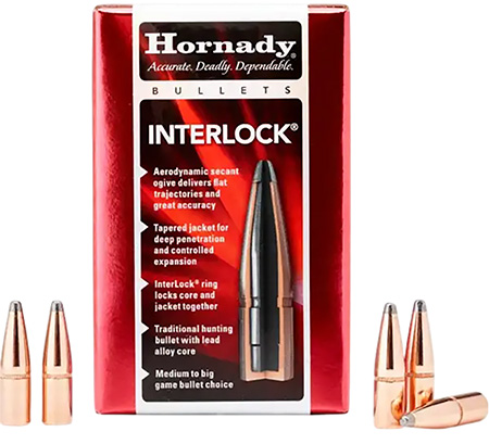 [090255230406] Hornady 3040 InterLock  30 Cal .308 165 gr Soft Point 100 Per Box/ 15 Case