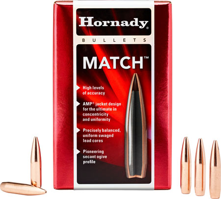 [090255230512] Hornady 30501 Match  30 Cal .308 168 gr Hollow Point Boat Tail Match 100 Per Box/ 15 Case