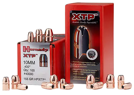 [090255240009] Hornady 40000 XTP  10mm Auto .400 155 gr Hollow Point XTP 100 Per Box/ 25 Case
