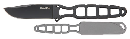 [617717511189] Ka-Bar 1118BP Skeleton  2.50" Fixed Clip Point Plain Black 5Cr15MoV SS Blade, Black Skeletonized 5Cr15MoV SS Handle, Includes Sheath