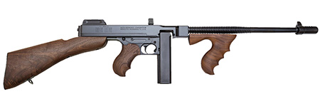 [602686441100] Thompson T1B14 1927A-1 Deluxe 45 ACP Caliber with 16.50" Barrel, 20+1 Capacity (Stick), Blued Metal Finish, Walnut Removable Fixed Stock  &  Wood Grip Right Hand