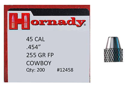 [090255124583] Hornady 12458 Frontier Lead 45 Cal .454 255 gr Flat Point Cowboy 200 Per Box/ 8 Case
