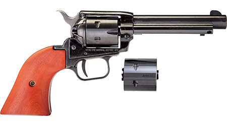 [727962500217] Heritage Mfg RR22MB4 Rough Rider  22 LR 22 WMR 6 Shot, 4.75" Black Steel Barrel, Black Zinc Alloy Frame, Black Cylinder, Cocobolo Grip, Hammer/Thumb Safety, Exposed Hammer
