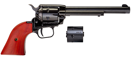 [727962500316] Heritage Mfg RR22MB6 Rough Rider  22 LR 22 WMR 6 Shot, 6.50" Black Steel Barrel, Black Zinc Alloy Frame, Black Cylinder, Cocobolo Grip, Hammer/Thumb Safety, Exposed Hammer