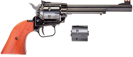 [727962500392] Heritage Mfg RR22MB6AS Rough Rider  22 LR 22 WMR 6 Shot 6.50" Black Barrel, Cylinder  &  Frame, Cocobolo Grips