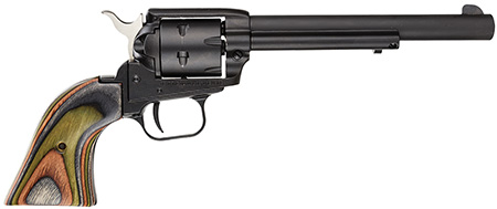 [727962506318] Heritage Mfg RR22MBS6 Rough Rider  22 LR/22 WMR 6 Shot, 6.50" Black Satin Steel Barrel, Black Satin Zinc Alloy Frame, Black Satin Cylinder, Camo Laminate Grip, Exposed Hammer
