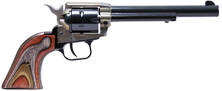 [727962503805] Heritage Mfg RR22MCH6 Rough Rider  22 LR/22 WMR 6 Shot, 6.50" Black Steel Barrel  &  Cylinder, Simulated Case Hardened Zinc Alloy Frame, Camo Laminate Grip, Hammer/Thumb Safety, Exposed Hammer