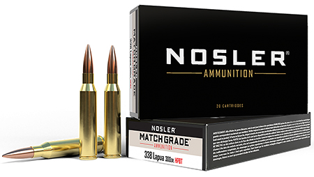 [054041431361] Nosler 43136 Match Grade  338LapuaMag 300gr Custom Competition Hollow Point Boat Tail 20 Per Box/10 Case