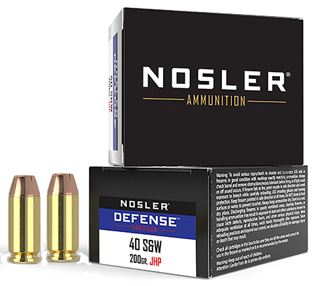 [054041391238] Nosler 39123 Defense Handgun 40S&W 200gr Hollow Point 20 Per Box/10 Case