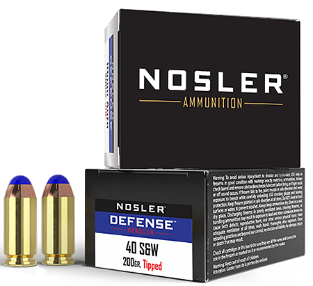 [054041395151] Nosler 39515 Defense Handgun 40S&W 200gr Bonded Performance Tipped 20 Per Box/10 Case