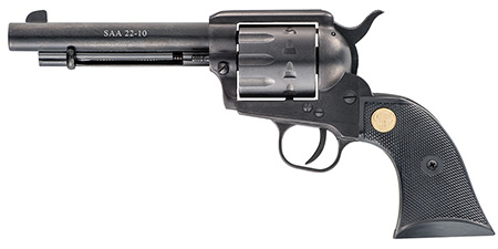 [8053670710221] Chiappa Firearms CF340160 SAA 1873  Medium Frame 22 LR 10 Shot, 5.50" Blued Steel Barrel, Blued Steel Frame, Blued Cylinder, Black Plastic Grip, Exposed Hammer