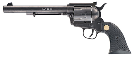 [8053670710276] Chiappa Firearms CF340170 SAA 1873  Medium Frame 22 LR 10 Shot, 7.50" Blued Steel Barrel, Blued Steel Frame, Blued Cylinder, Black Plastic Grip, Exposed Hammer