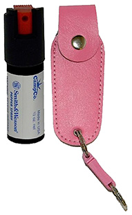 [024718001012] S&W Pepper Spray 1203P Pepper Spray  OC Pepper Range 10 ft 0.50 oz Pink Includes Holster/Keychain