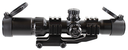 [815879012999] Aim Sports JTHR1 Recon CQB Black Anodized 1.5-4x30mm 30mm Tube Tri-Illuminated 3/4 Circle Dot Reticle