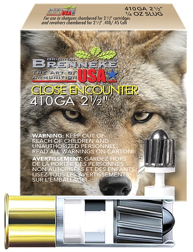 [4030128211220] Brenneke SL4102CE Close Encounter Home Defense 410Gauge 2.50" 1/4oz Sabot Slug Shot 5 Per Box/90 Case