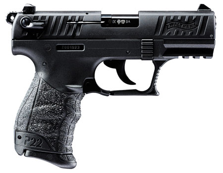 [723364200335] Walther Arms 5120333 P22 *CA Compliant 22 LR 10+1 3.42" Matte Black Tenifer Serrated/Steel Slide, Black Polymer Frame w/Picatinny Rail, Black Interchangeable Backstrap Grips