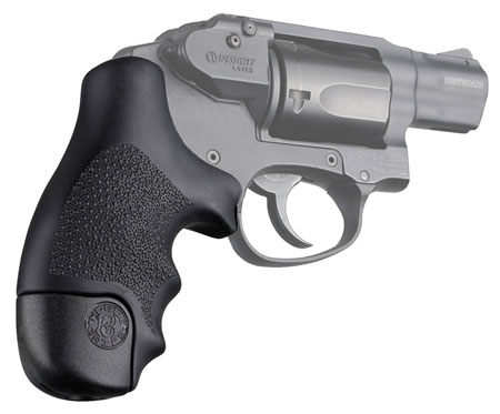 [743108600207] Hogue 60020 OverMolded Tamer  Cobblestone Black Rubber with Finger Grooves for S&W J Frame Centennial with Round Butt, Bodyguard