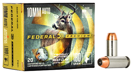 [029465064808] Federal P10T1 Premium  10mmAuto 180gr Trophy Bonded Bear Claw Jacketed Soft Point 20 Per Box/10 Case