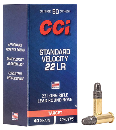 [076683000354] CCI 0035 Standard Velocity  22LR 40gr Lead Round Nose 50 Per Box/100 Case