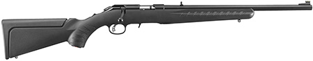 [736676083039] Ruger 8303 American Rimfire Compact 22 LR 10+1 18" Satin Blued Satin Blued Steel Barrel  &  Alloy Steel Receiver w/Integral Scope Mount, Black Fixed Synthetic Stock, Right Hand