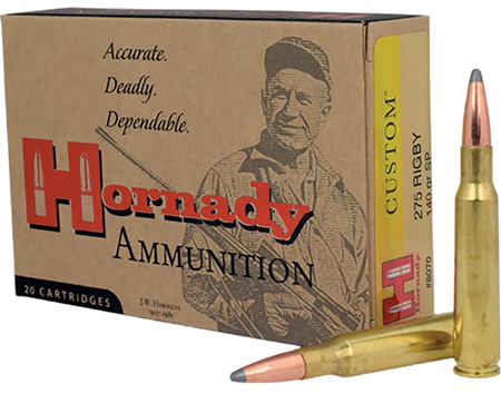 [090255380705] Hornady 8070 Custom  275Rigby 140gr InterLock Spire Point 20 Per Box/10 Case