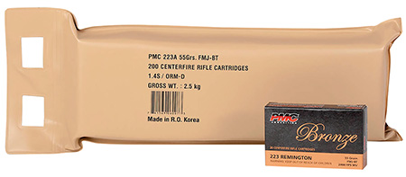 [741569060073] PMC 223ABP Bronze Battle Pack 223Rem 55gr Full Metal Jacket Boat Tail 200 Per Box/5 Case