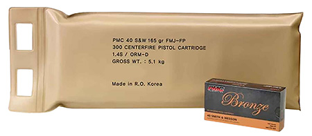 [741569070447] PMC 40DBP Bronze Battle Pack 40S&W 165gr Full Metal Jacket 300 Per Box/3 Case