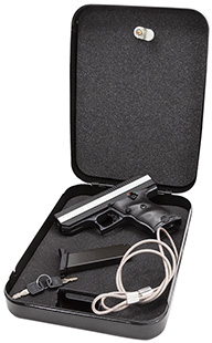 [752334038050] Hi-Point CF380HSP CF Home Security Package 380 ACP 8+1, 3.50" Black Steel Barrel, Black Powder Coated/Chrome Serrated Steel Slide, Black Polymer Frame  &  Grip, Keyed Lock Box