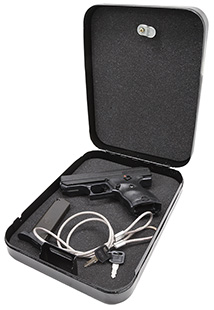 [752334091611] Hi-Point 916HSP CF Home Security Package 9mm Luger 8+1 3.50" Black Steel Barrel Black Powder Coated/Chrome Serrated Steel Slide Black Polymer Frame Black Polymer Grip, Keyed Lock Box