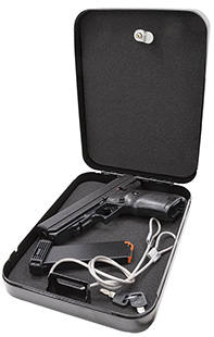 [752334345141] Hi-Point 34511HSP JHP Home Security Package 45 ACP 9+1 4.50" Black Steel Barrel, Serrated Steel Slide, Polymer Frame  &  Grip, Keyed Lock Box