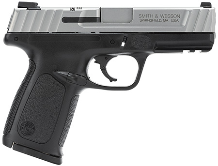 [022188234039] Smith  &  Wesson 123403 SD40 VE *CA Compliant Compact Frame 40 S&W 10+1, 4" Stainless Steel Barrel, Satin Serrated Stainless Steel Slide, Black Polymer Frame w/Picatinny Rail