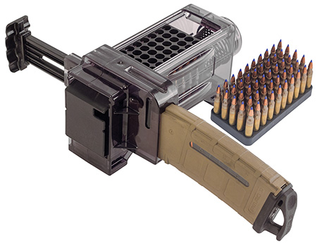 [661120974888] Caldwell 397488 Magazine Charger  223 Rem/204 Ruger/300 BO/5.56x45mm NATO 50rd Compatible w/AR-15 Magazines Smoke Polycarbonate