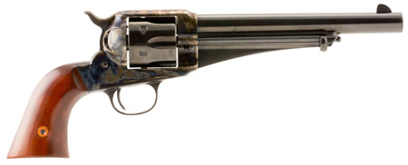 [839665003527] Taylors  &  Company 550378 1875 Army Outlaw Uberti Large 357 Mag/38 Special 6 Shot 7.50" Blued Round Barrel  &  Cylinder, Color Case Hardened Steel Frame, Walnut Grip. Exposed Hammer