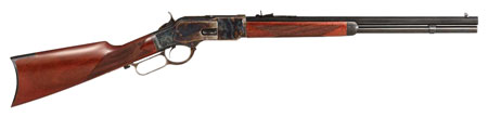 [839665001639] Taylors  &  Company 550220COM 1873 Comanchero 357 Mag Caliber with 10+1 Capacity, 20" Blued Barrel, Color Case Hardened Metal Finish  &  Checkered Walnut Stock Right Hand (Full Size)