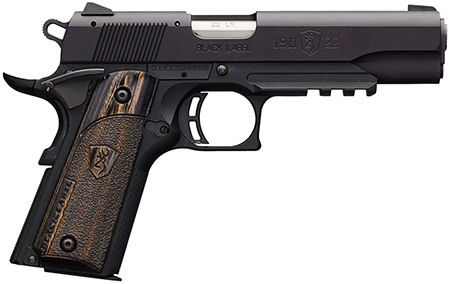 [023614042402] Browning 051816490 1911 Black Label Full Size Frame 22 LR 10+1, 4.25" Stainless Steel Barrel, Matte Black Serrated Slide  &  Polymer Frame w/Beavertail  &  Picatinny Rail